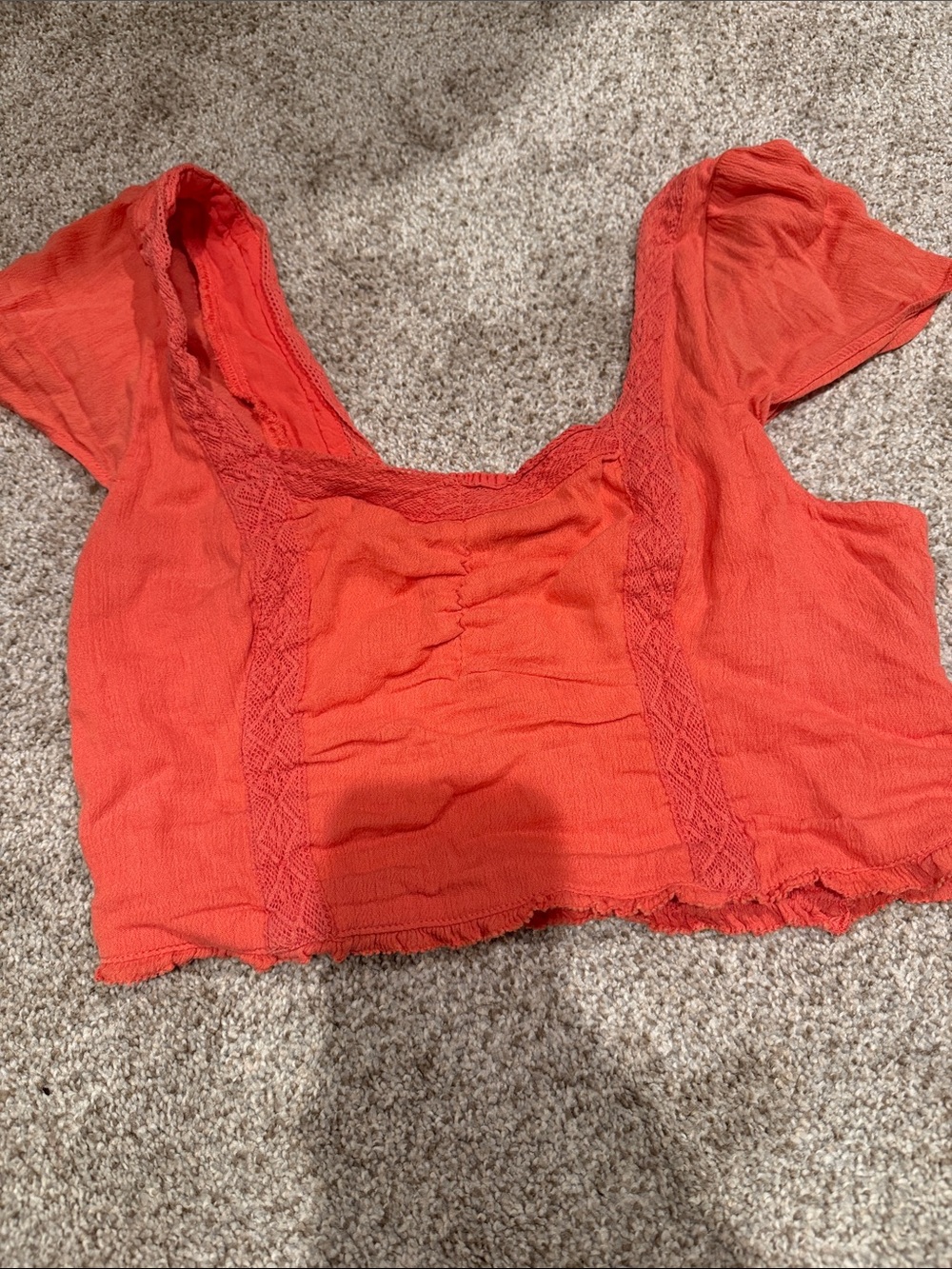 Abercrombie & Fitch Coral Cropped Square-Neck Top